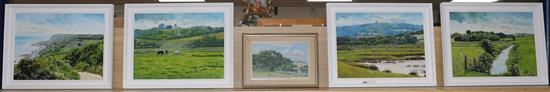 D. Edmonds Sussex landscapes 14 x 19in. and an oil of fishermen by Wright